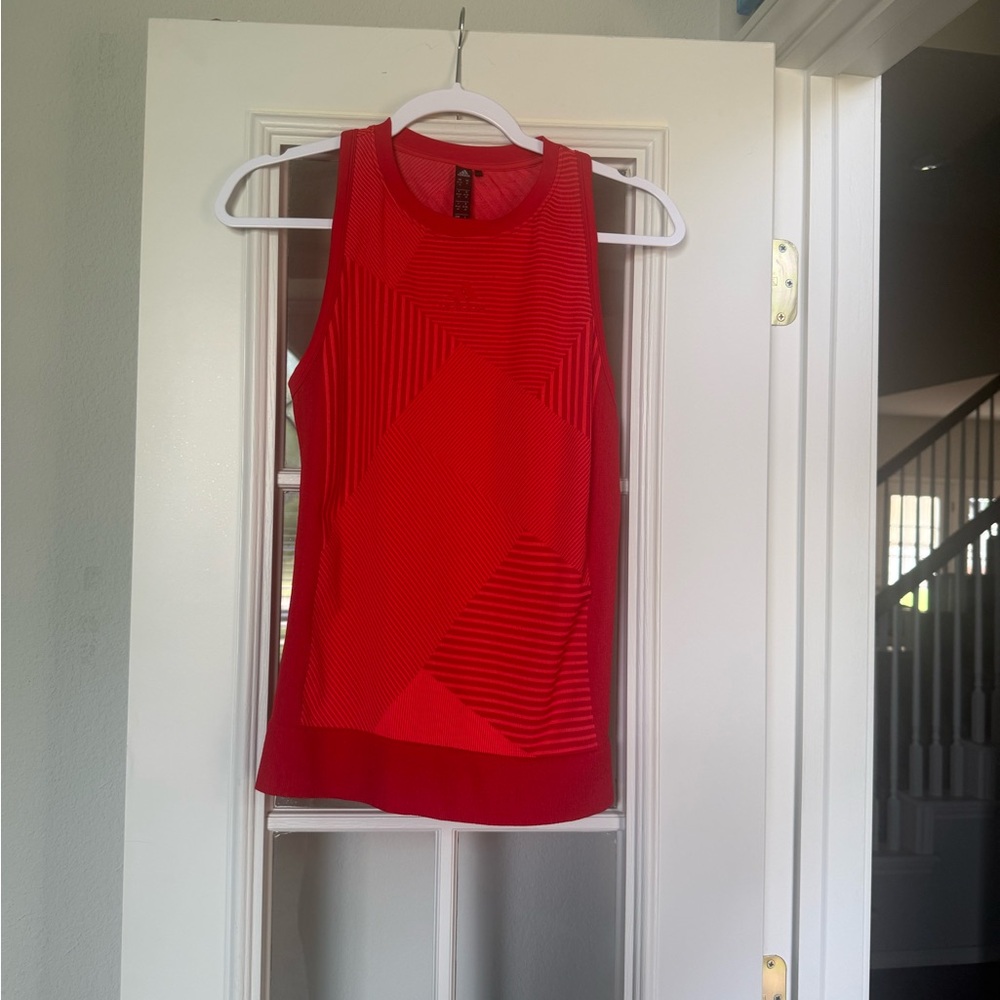 Adidas Red Fitted Sleeveless Tank Top